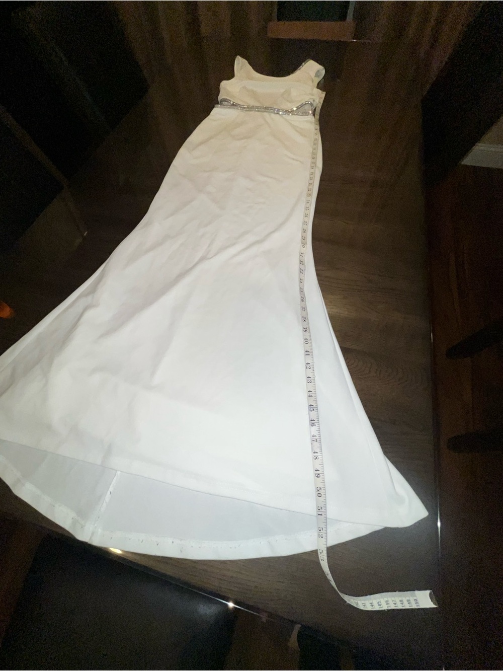 Fashion Nova White Cut Out Backless Gown w/Silver Accents Size M Medium Bridal - Picture 10 of 16